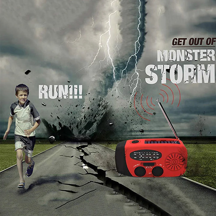 Solar Hand Crank AM/FM Weather Radio with Flashlight & Power Bank