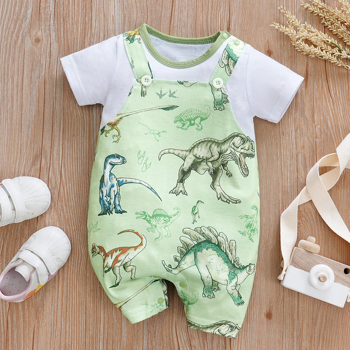 Newborn Baby Boys Dinosaur Printed Romper