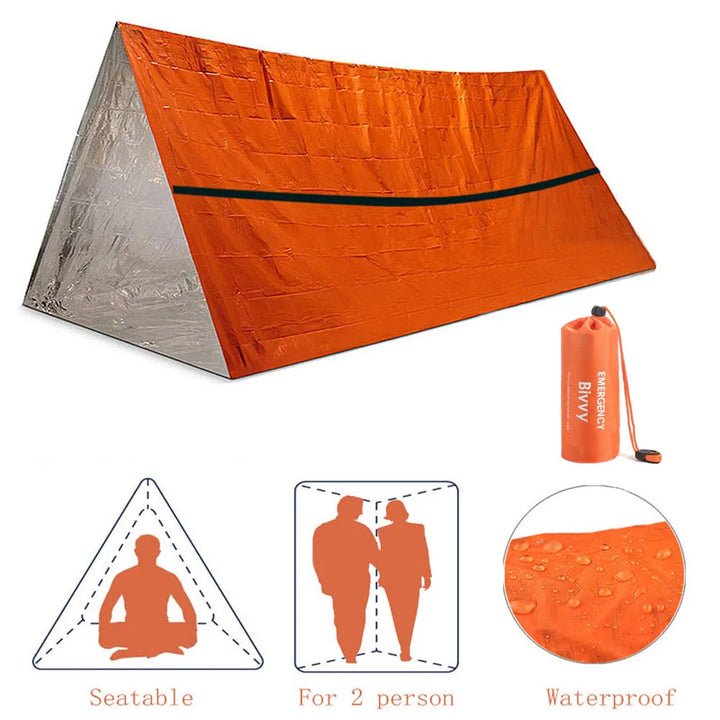 Emergency Shelter +Rain Coat + Sleeping Bag