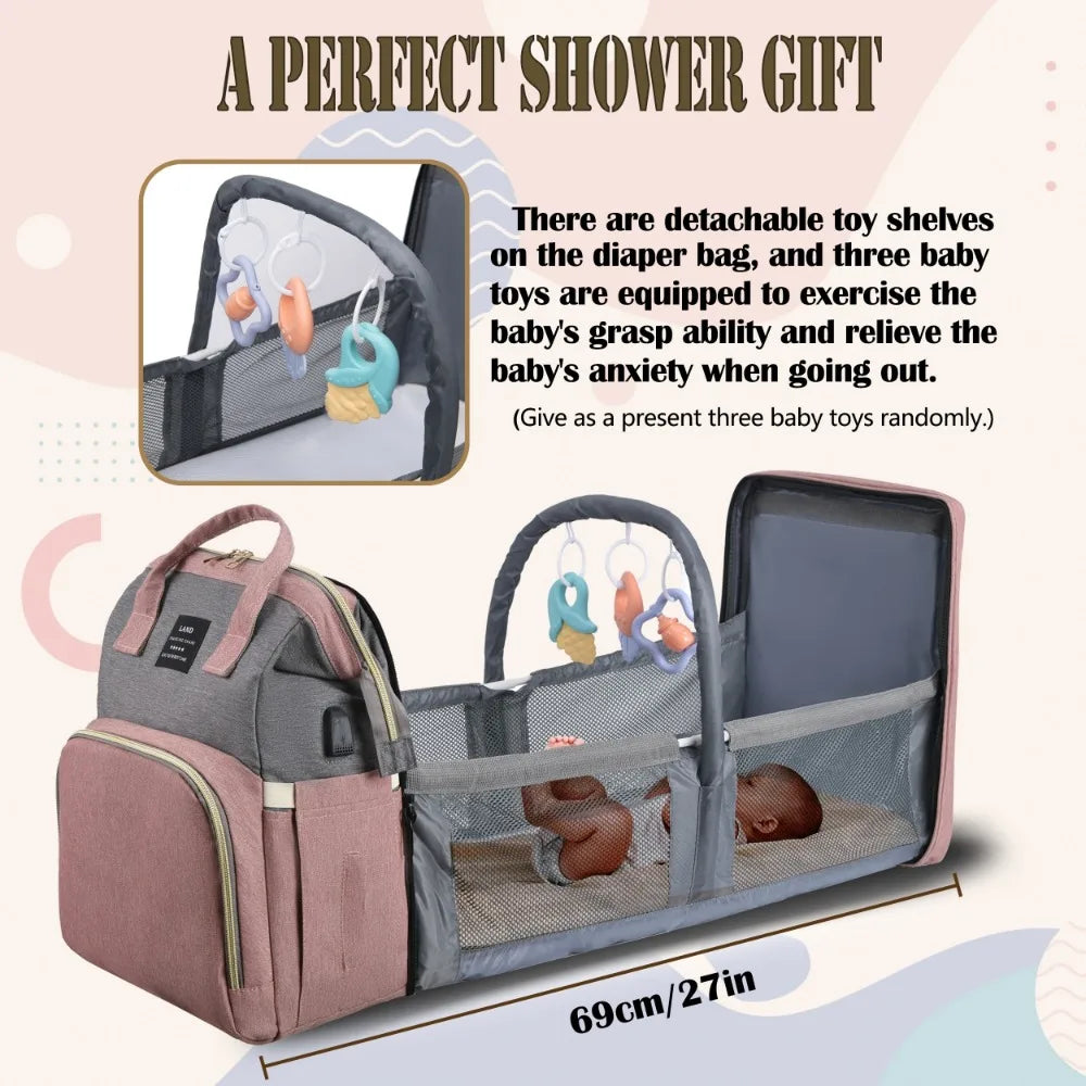 Lightweight Portable Mommy Bag with Folding Crib
