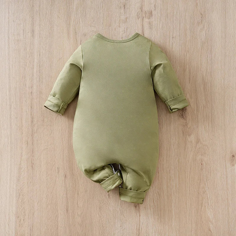 Newborn Forest Animal Print Long Sleeve Jumpsuit