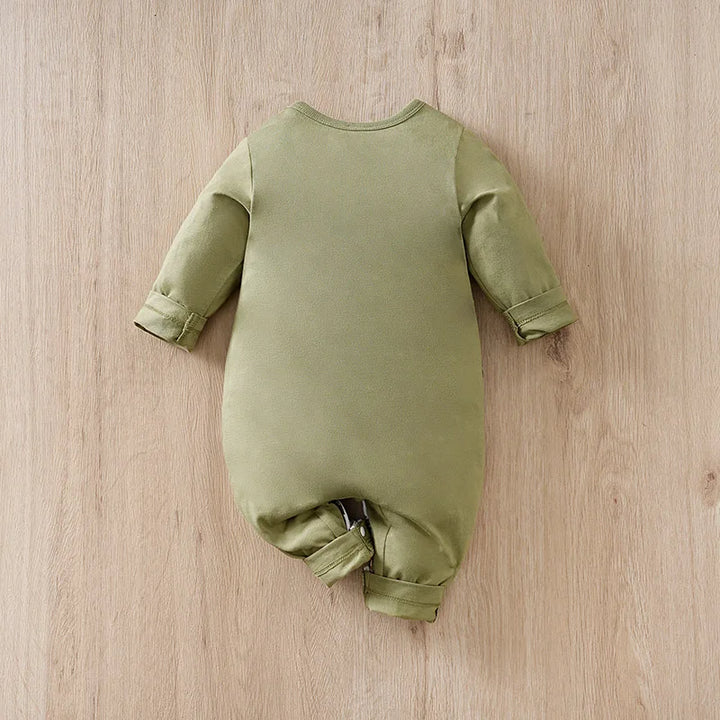 Newborn Forest Animal Print Long Sleeve Jumpsuit